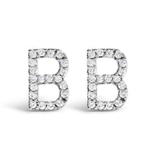 将图片加载到图库查看器,10K White Gold 1/10 Cttw Diamond Initial “A†Stud Earring