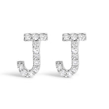 将图片加载到图库查看器,10K White Gold 1/10 Cttw Diamond Initial “A†Stud Earring
