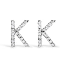 将图片加载到图库查看器,10K White Gold 1/10 Cttw Diamond Initial “A†Stud Earring