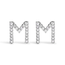 将图片加载到图库查看器,10K White Gold 1/10 Cttw Diamond Initial “A†Stud Earring