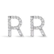 将图片加载到图库查看器,10K White Gold 1/10 Cttw Diamond Initial “A†Stud Earring