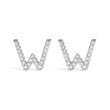 将图片加载到图库查看器,10K White Gold 1/10 Cttw Diamond Initial “A†Stud Earring