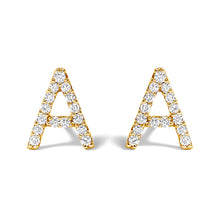 将图片加载到图库查看器,10K White Gold 1/10 Cttw Diamond Initial “A†Stud Earring