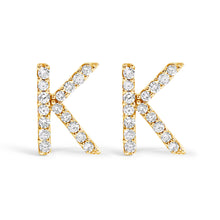 将图片加载到图库查看器,10K White Gold 1/10 Cttw Diamond Initial “A†Stud Earring
