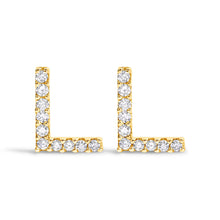 将图片加载到图库查看器,10K White Gold 1/10 Cttw Diamond Initial “A†Stud Earring