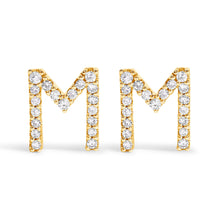 将图片加载到图库查看器,10K White Gold 1/10 Cttw Diamond Initial “A†Stud Earring
