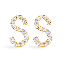 将图片加载到图库查看器,10K White Gold 1/10 Cttw Diamond Initial “A†Stud Earring