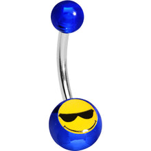 Load image into Gallery viewer, Blue Acrylic Sunglasses Smiley Belly Ring