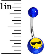Load image into Gallery viewer, Blue Acrylic Sunglasses Smiley Belly Ring