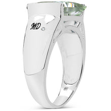 Load image into Gallery viewer, 5.71 Carat Genuine Green Amethyst & White Diamond .925 Sterling Silver Ring