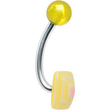 Load image into Gallery viewer, Yellow Neon and Pink Squares J Barbell Belly Ring