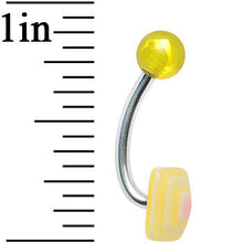 Load image into Gallery viewer, Yellow Neon and Pink Squares J Barbell Belly Ring