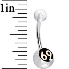 Load image into Gallery viewer, Clear and Black Acrylic 69 Belly Ring