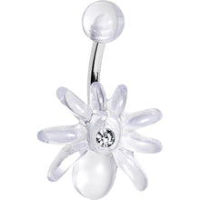 将图片加载到图库查看器,Clear Gem Clear Upward Spider J-Bar Belly Ring