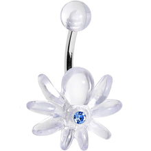 将图片加载到图库查看器,Aqua Gem Clear Downward Spider J-Bar Belly Ring