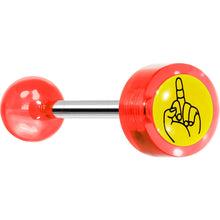Load image into Gallery viewer, 14G 5/8 Red Acrylic Giving the Middle Finger Tongue Ring