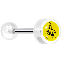 Load image into Gallery viewer, 14G 5/8 Clear Acrylic Giving the Middle Finger Tongue Ring