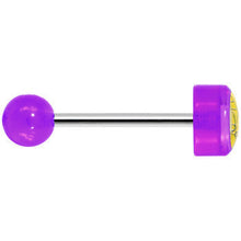 Load image into Gallery viewer, 14G 5/8 Purple Acrylic Giving the Middle Finger Tongue Ring
