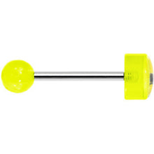 Load image into Gallery viewer, 14G 5/8 Neon Green Acrylic Smiley Sunglasses Tongue Ring