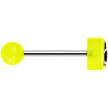 Load image into Gallery viewer, 14G 5/8 Neon Green Intertwined Male Female Symbol Tongue Ring