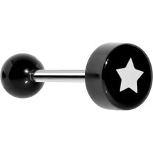 Load image into Gallery viewer, 14G 5/8 Black and White Star Tongue Ring