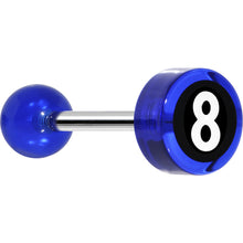 Load image into Gallery viewer, 14G 5/8 Blue Acrylic Behind the 8 Ball Tongue Ring
