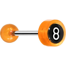 Load image into Gallery viewer, 14G 5/8 Orange Acrylic Behind the 8 Ball Tongue Ring