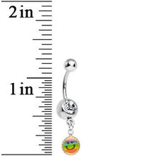 Load image into Gallery viewer, Clear Gem Rainbow Smiley Face Charm Dangle Belly Ring