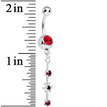 将图片加载到图库查看器,Dark Red Gem Drops and Twinkling Flower Dangle Belly Ring