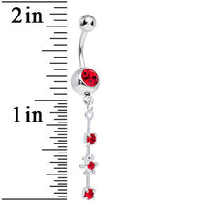 Load image into Gallery viewer, Red Gem Drops and Twinkling Flower Dangle Belly Ring