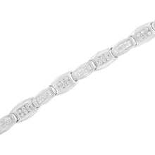 Load image into Gallery viewer, 14K White Gold 2-1/2 Cttw Round-Brilliant & Baguette Cut Diamond 7" Alternating Flared Links Tennis Bracelet (H-I Color, SI1-SI2 Clarity)