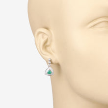 Load image into Gallery viewer, 1.39 Carat Genuine Zambian Emerald and White Diamond 14K White Gold Earrings