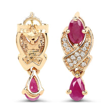 Load image into Gallery viewer, 1.12 Carat Genuine Ruby and White Diamond 14K Yellow Gold Earrings