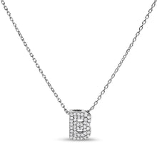 Load image into Gallery viewer, 10K White Gold Diamond Accent "A" Initial Bubble Pendant Necklace