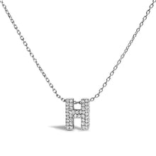Load image into Gallery viewer, 10K White Gold Diamond Accent "A" Initial Bubble Pendant Necklace