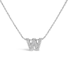 Load image into Gallery viewer, 10K White Gold Diamond Accent "A" Initial Bubble Pendant Necklace