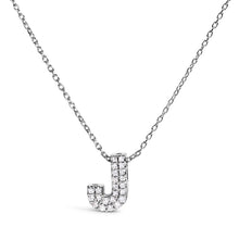 Load image into Gallery viewer, 10K White Gold Diamond Accent "A" Initial Bubble Pendant Necklace