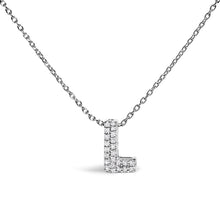 Load image into Gallery viewer, 10K White Gold Diamond Accent "A" Initial Bubble Pendant Necklace