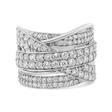 Load image into Gallery viewer, .925 Sterling Silver 2.00 Cttw Round-Cut Diamond Overlapping Bypass Band Ring (I-J Color, I2-I3 Clarity) - Ring Size 7