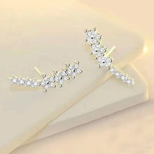 Load image into Gallery viewer, 925 Silver Climber Earrings with Hypoallergenic Synthetic Cubic Zirconia