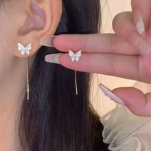 Load image into Gallery viewer, 925 Silvery Post Yellow Alloy Butterfly Earrings