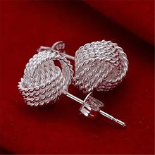 Load image into Gallery viewer, 925 Sterling Silver Braided Ball Earrings