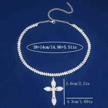 Load image into Gallery viewer, 925 Sterling Silver Cross Pendant Necklace with Sparkling Rhinestone Embellishments