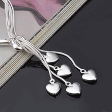 将图片加载到图库查看器,.925 Sterling Silver Five-Line Chain with Five-Heart Bracelet