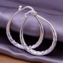 Load image into Gallery viewer, 925 Sterling Silver Oval Filigree Hoop Earrings