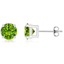 Load image into Gallery viewer, 925 Sterling Silver Round/Oval Peridot Stud Earrings