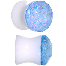 Load image into Gallery viewer, White Acrylic Aqua Galaxy Faceted Saddle Plug Set