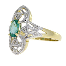 将图片加载到图库查看器,.70ct Emerald Diamond Ring 10KT Yellow Gold
