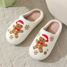 将图片加载到图库查看器,Christmas Slippers Gingerbread Slippers Women and Men Holiday Halloween Slippers Indoor Bedroom Fluffy Warm Fleece Slippers Winter Soft Cozy Home Non-Slip Soft Plush Slip-on Wool Lined House Shoes