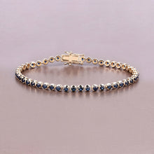 Load image into Gallery viewer, 3.13 Carat Genuine Blue Sapphire 14K Yellow Gold Bracelet
